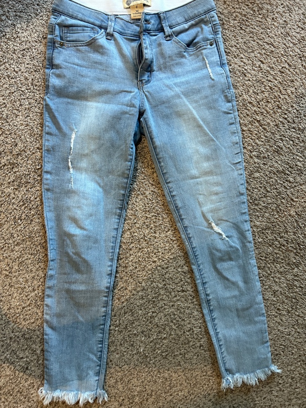 Democracy Light Blue Distressed Ankle Jeans